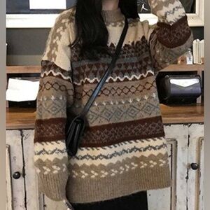 vintage 90s patterned striped knitted baggy grandpa sweater